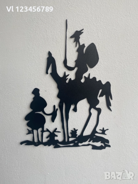 "Дон Кихот и Санчо Панса " на Пикасо - метално стенно пано, снимка 1