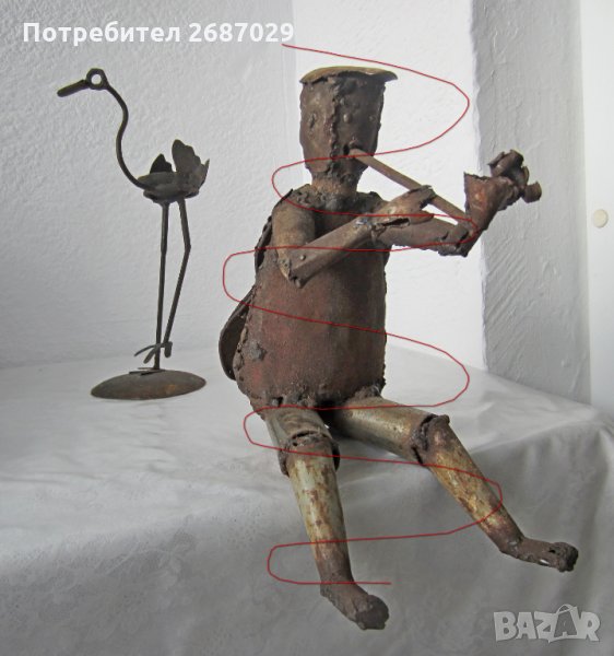 Свещник  Щраус 30 см Статуетка от старо желязо, снимка 1