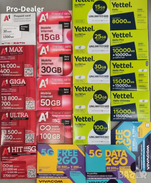 НЕ РЕГИСТРИРАНИ! Предплатени карти А1,Йеттел,Виваком сим карти sim card предплатен пакет, снимка 1