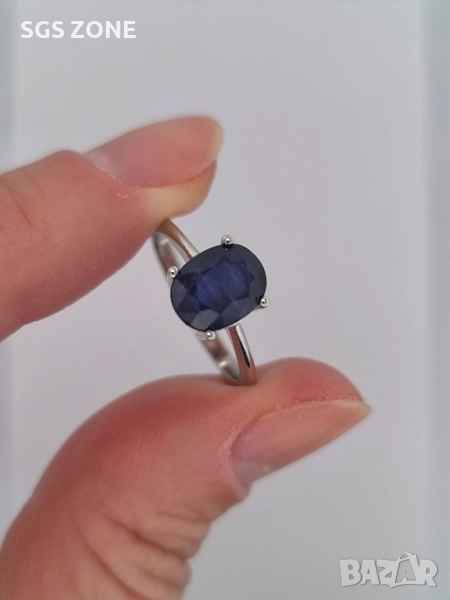 Сребърен Пръстен със Сапфири , снимка 1
