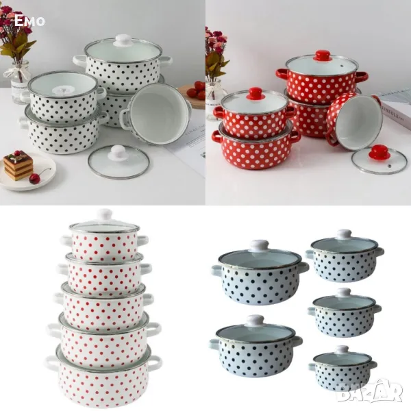 Комплект емайлирани тенджери от 10 части, 16 - 24см., снимка 1