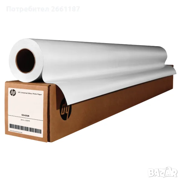 24" HP Q1426B Universal Glossy Photo paper 200g/m2 61 см. 35 м. ролка , снимка 1