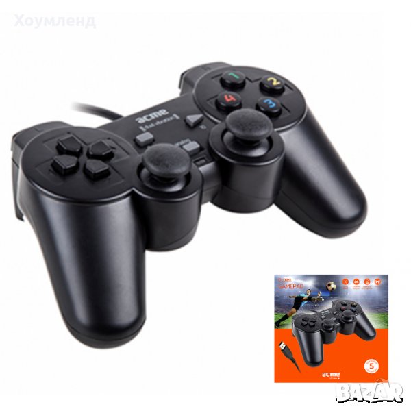 Джойстик за PS и компютърни игри с 12+4 бутона, двойна вибрация GAMEPAD07 ACME , снимка 1
