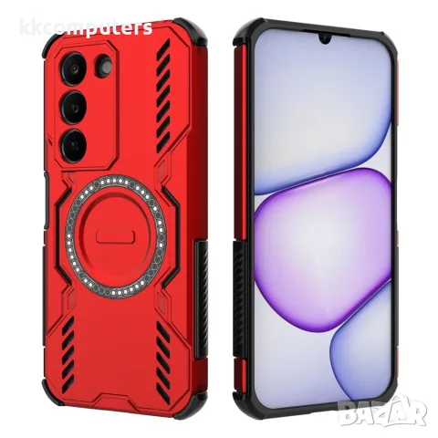 За Realme C100 5G / C83 5G Магнитен Butterfly Armor TPU PC Калъф с Охлаждащ Дизайн и Скрийн Протекто, снимка 4 - Калъфи, кейсове - 56184722