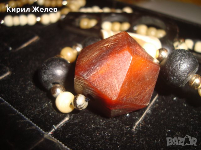 ТУАРЕГСКА ОГЪРЛИЦА от РОГ и КЕХЛИБАР ФАТУРАН РЪЧНА МАЙСТОРСКА СТАРА ИЗРАБОТКА ЕТНО - УКРАШЕНИЕ 16622, снимка 4 - Антикварни и старинни предмети - 31450853