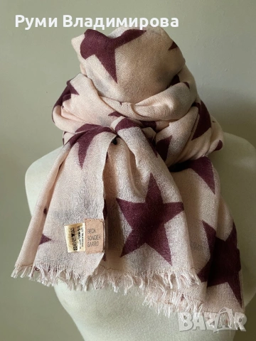Шал на звезди Beck Sondergaard в бледорозово, снимка 5 - Шалове - 53921728