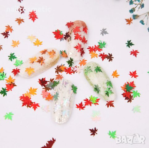 Палитра 12 цвята есенни листа за декорация на маникюр, снимка 2 - Продукти за маникюр - 30052492