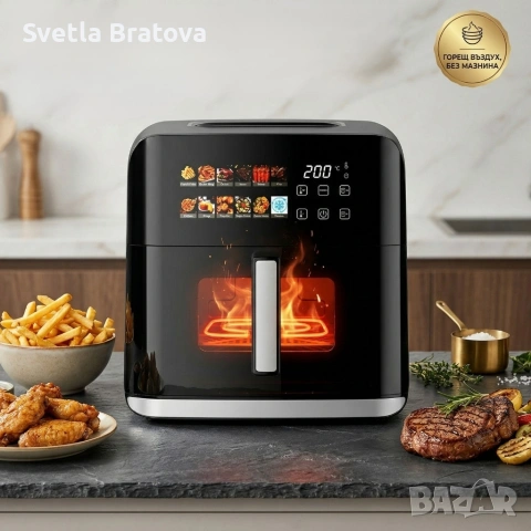 Еърфрайър Oliver Voltz OV51980CF, 1800W, 8 литра, Двоен нагревател, 12 Програми, LED дисплей , снимка 8 - Друга електроника - 54055509