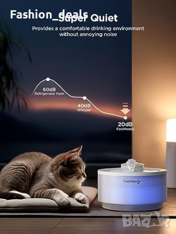 Нов FEELNEEDY Воден Фонтан за Котки 2.3L с LED и Активен Въглен, снимка 5 - За котки - 42827615