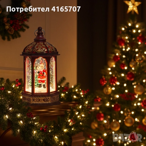 Коледен светещ фенер с въртящ се снежен ефект – уют и коледна магия, снимка 3 - Други - 52815563