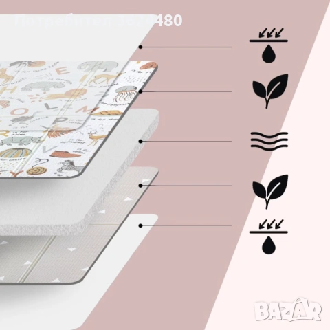 Сгъваема бебешка постелка термоизолираща 4853, снимка 3 - Други - 53307034