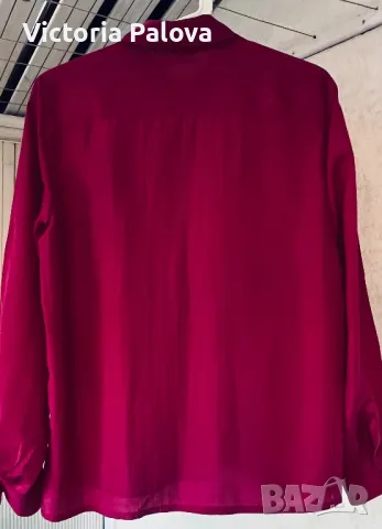 Малинова риза TAFT 100% коприна, снимка 9 - Ризи - 47745378