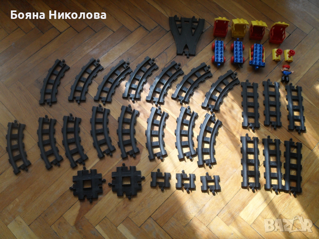 Лего Дупло влак с релси - сет, винтаж, снимка 3 - Влакчета, самолети, хеликоптери - 36391250