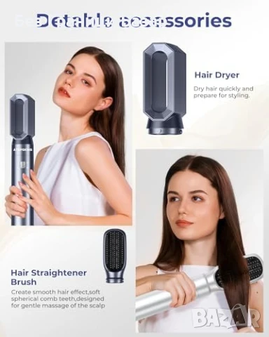 Нов Магически 6 в 1 Air Styler 1000W Сешоар Четка Къдрици Обем Жени Прическа, снимка 3 - Сешоари - 50636657