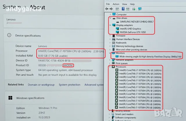 Lenovo ThinkPad T15p/Intel Core i7-10750H/16GB RAM/512GB SSD/NVidia GTX 1050/15.6 4K Ultra HD IPS, снимка 14 - Лаптопи за работа - 48114532