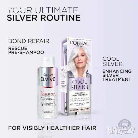 L'Oréal Paris Cool Silver Absolute Silver, нашата първа подсилваща терапия за естествена сива коса, снимка 8 - Продукти за коса - 49296512