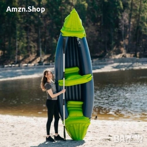 Надуваем каяк Q4Life X2 Двуместен каяк 325x81x53см. с гребло и помпа 160кг., снимка 4 - Водни спортове - 51748440