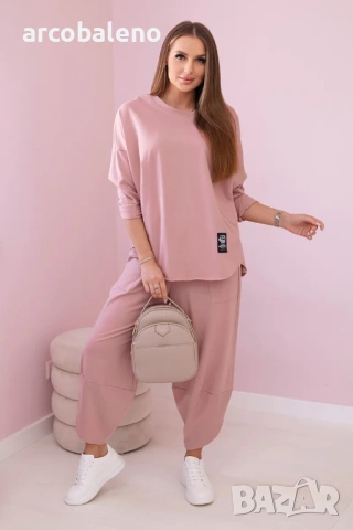 Дамски комплект от две части памучен суичър + панталон, 13цвята , снимка 12 - Комплекти - 46860411