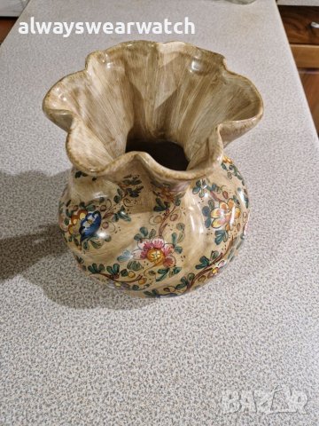 Декоративна керамична ръчно изработена италианска ваза Gubbio, снимка 4 - Вази - 38776711