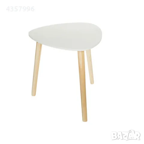  Декоративна помощна маса, Триъгълна, Бяла, 38,5х38,5х39