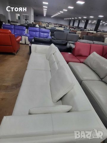 Бял кожен диван четворка, снимка 2 - Дивани и мека мебел - 39954967