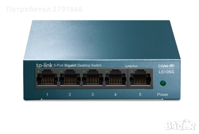 Суич TP-Link LS105G, 1000 Mbps, 5 портов, 5x 10/100/1000 Mbps, снимка 5 - Суичове - 53939993