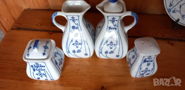 Комплект за подправки с дизайн "Blau Saks" Indian blue - Strawflower Pattern, снимка 2 - Аксесоари за кухня - 49780795