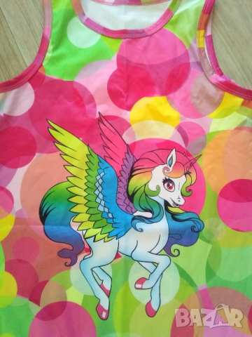 Детска лятна рокля с еднорог размер 7-8 г., снимка 2 - Детски рокли и поли - 50730063