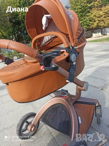 Бебешка количка Hot Mom, Модел 2 в 1, Еко кожа, Кафяв цвят, снимка 2 - Детски колички - 44443318