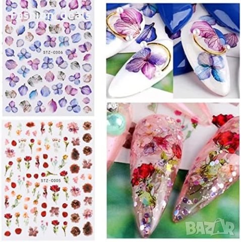 Нови Цветя Самозалепващи се Стикери 8 листа Декорация нокти Деца Момичета, снимка 6 - Други - 42024750
