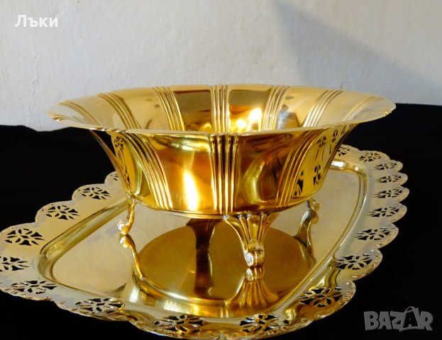 Английска бронзова салатиера,фруктиера,сецесион. , снимка 2 - Антикварни и старинни предмети - 31528844