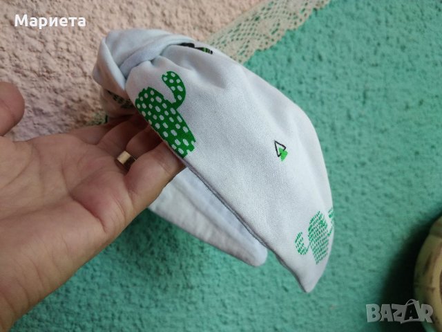 Диадема Деним Дънкова Диадема Ръчна Изработка Бяла диадема с кактус Диадема с възел , снимка 5 - Аксесоари за коса - 32994478