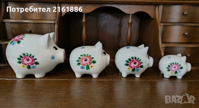Комплект от четири порцеланови прасенца касички