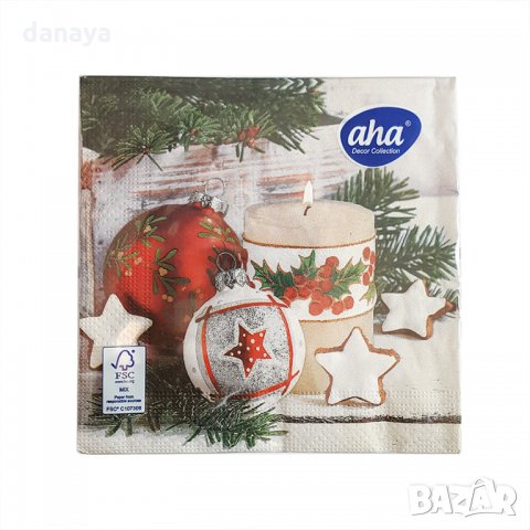 2545 Коледни салфетки за маса, трипластови, 20 броя в пакет, снимка 3 - Аксесоари за кухня - 34867817