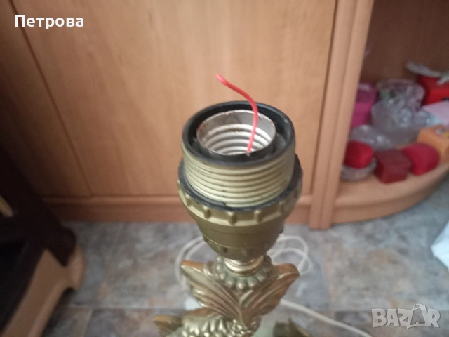 Интересна бронзова лампа с оникс , снимка 6 - Соларни лампи - 52029254