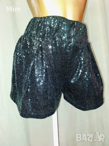 Черни къси панталонки/пола/ с пайети , снимка 3 - Рокли - 51638231