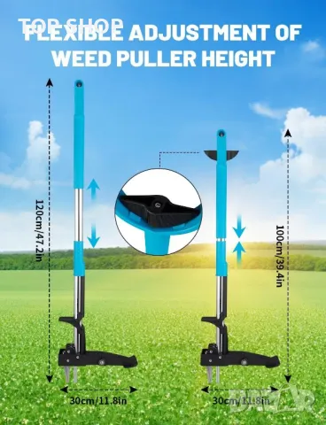 YISSVIC Инструмент за премахване на плевели Педал от неръждаема стомана с 4 нокти и крак, син, снимка 7 - Градински инструменти - 49627300