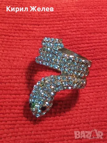 СТАР ЗМИЕВИДЕН ЗЛАТИСТ КРИСТАЛЕН ПРЪСТЕН с ЛЕКА ЗАБЕЛЕЖКА 47467, снимка 9 - Пръстени - 47134448