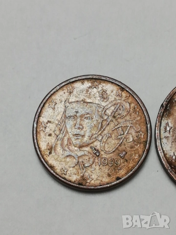 1 и 2 евроцента Франция от 1999 г., снимка 4 - Нумизматика и бонистика - 52587820