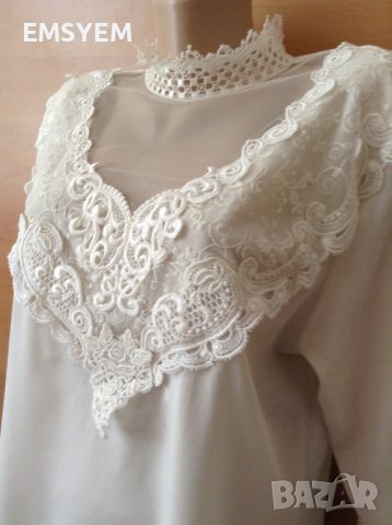 копринена блуза екрю 