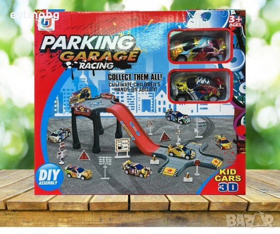 Комплект състезателна писта, с две прибиращи се малки коли, снимка 5 - Коли, камиони, мотори, писти - 53921665