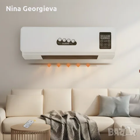 Стенен PTC отоплител и вентилатор LX-333 – 1800W, дистанционно управление и таймер, снимка 2 - Отоплителни печки - 55944558
