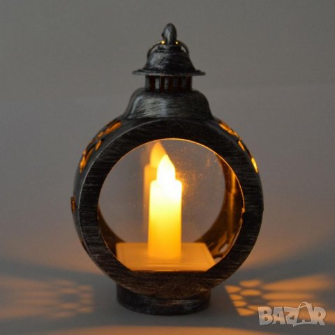 Декоративна светеща фигура - ретро фенер със свещ
