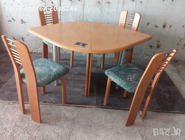 Комплект масивна разтегателна маса с 4 стола- внос, снимка 3 - Маси - 53088106