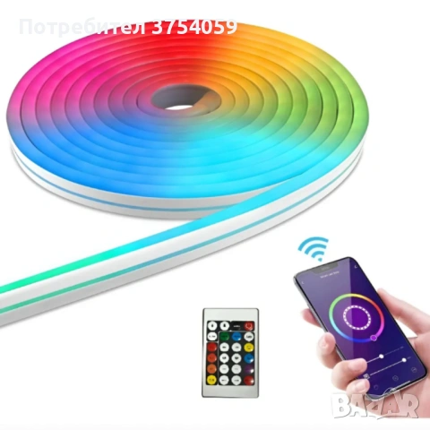 Интелигентна неонова Led лента - 5 метра, снимка 2 - Лед осветление - 53130918