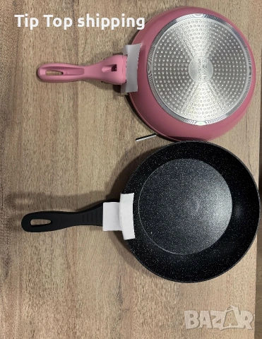 Комплект тигани Cheffinger розово с мраморно покритие – 3 части за всяка кухня - розов цвят, снимка 5 - Съдове за готвене - 53256184