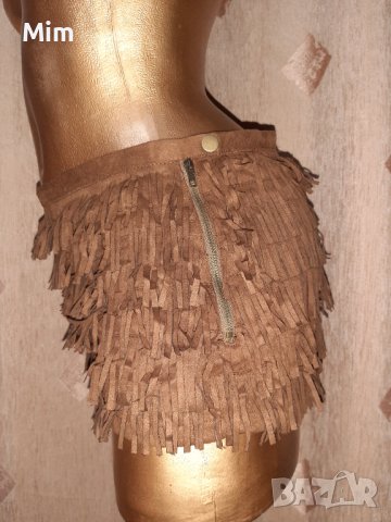 Liver.island  S/M Кафеви велурени къси панталонки с ресни , снимка 7 - Къси панталони и бермуди - 39133149