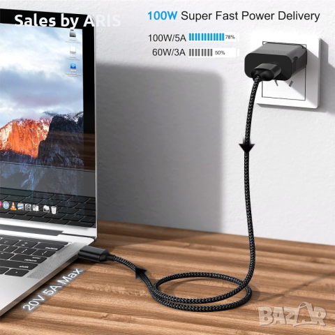 JISWK USB A to USB C кабел 3 броя 1.82 м. , снимка 6 - USB кабели - 44601664