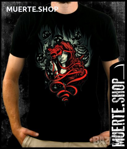 Черна тениска с щампа RED WITCH