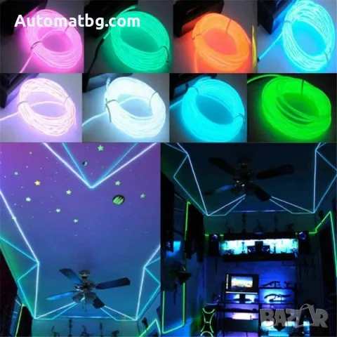 LED неонова лента Automat, Интериорна лента за кола, 12V, Бял, 3 метра, USB, снимка 6 - Аксесоари и консумативи - 48694076